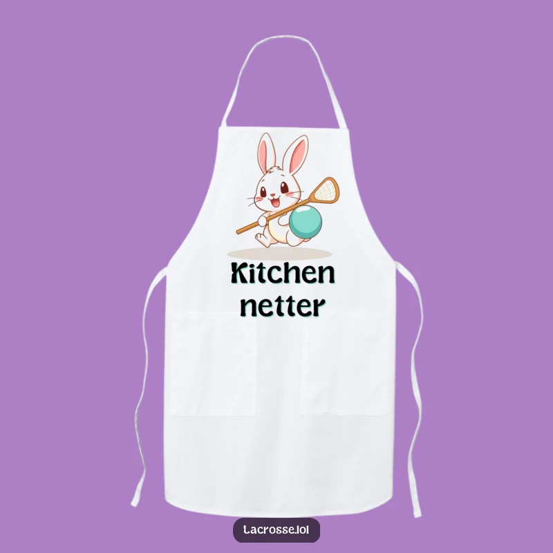 Funny Rabbit Lacrosse Apron: Kitchen Fun with a Surprised Athlete