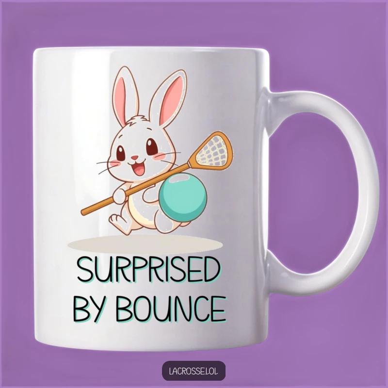 Funny Rabbit Lacrosse Mug: Surprised Animal Gift for Sports and Humor Lovers