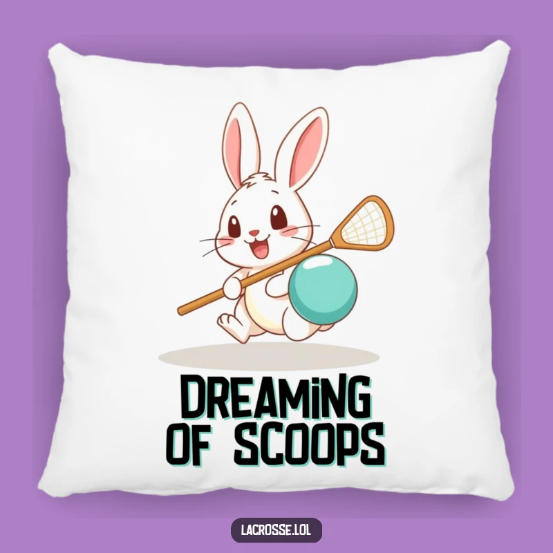 Funny Rabbit Lacrosse Pillow: Soft Comfort with Surprised Sporting Charm