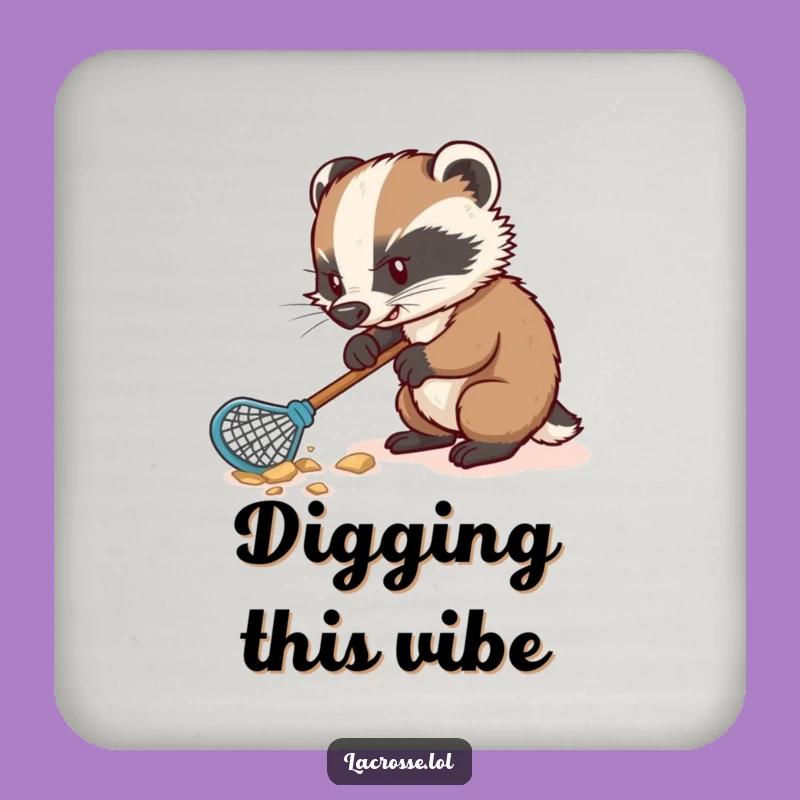 Funny Badger Lacrosse Coaster: Protect Surfaces with Determined Humor, Perfect Funny Gift!