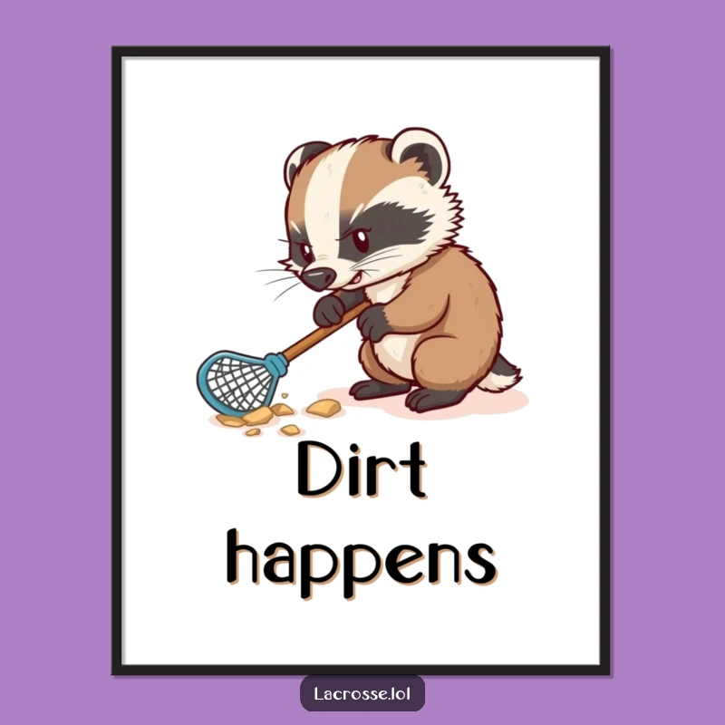 Funny Badger Lacrosse Poster: Determined Digging Art, Hilarious Wall Decor, Perfect Funny Gift!
