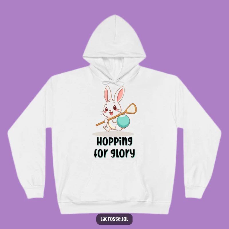 Funny Rabbit Lacrosse Hoodie: Cozy Comfort with Surprised Sporting Fun