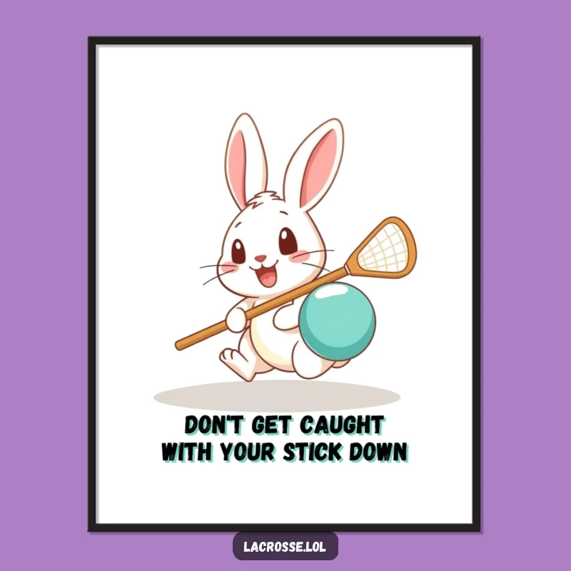 Free Printable Rabbit Wall Art: Funny Lacrosse Surprise Cartoon Downloadable Art Decor