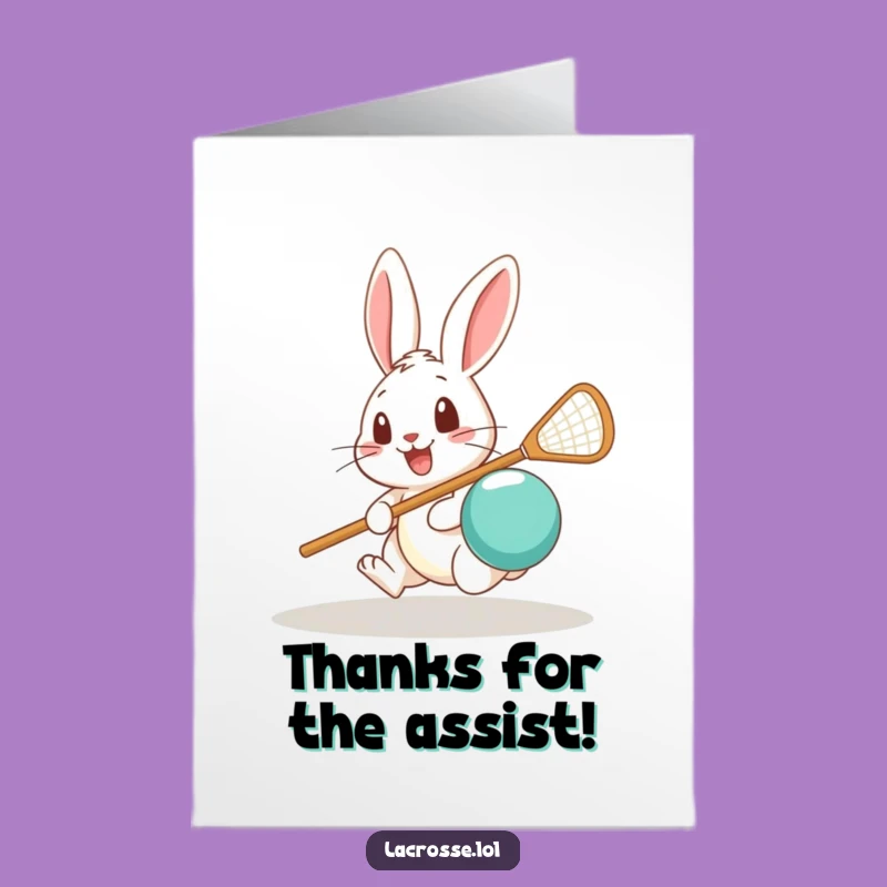 Free Printable Rabbit Thank You Card: Lacrosse Surprise Greeting Funny Downloadable Gift!