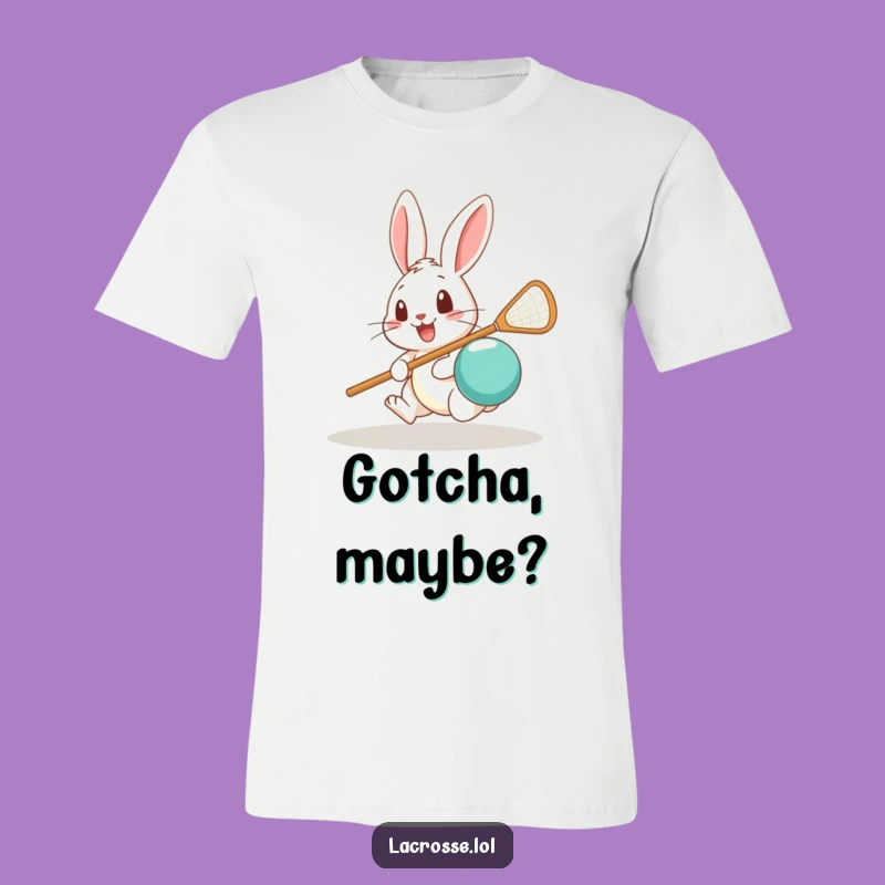 Funny Rabbit Lacrosse T-Shirt: Surprised Athlete Tee for Playful Fun